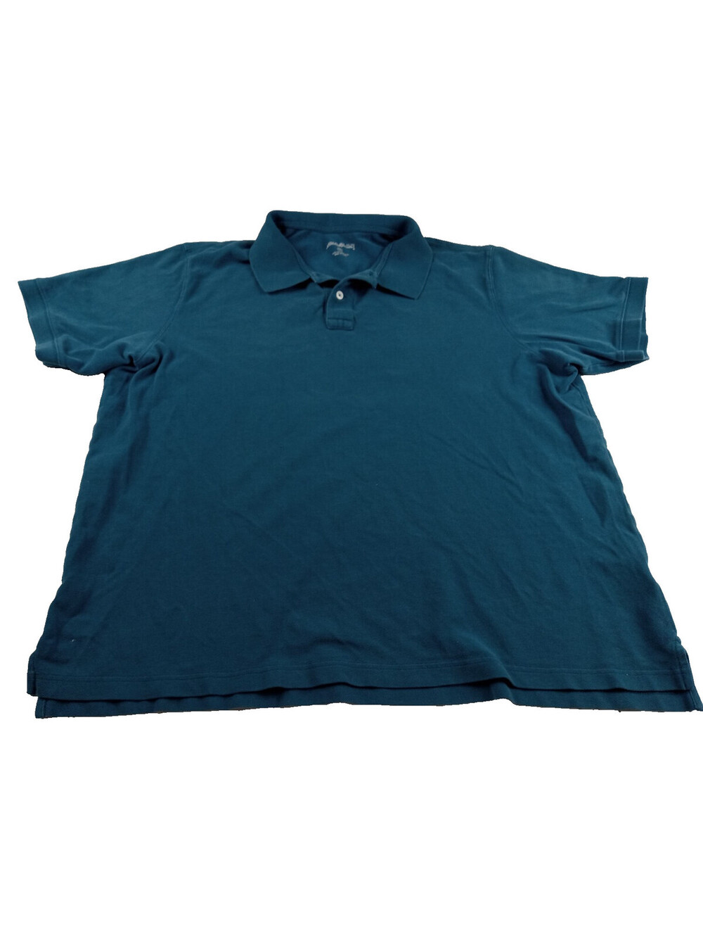 Eddie Bauer Polo Shirt Mens XXL Dark Teal Blue Short Sleeve 3-Button Cotton 2XL